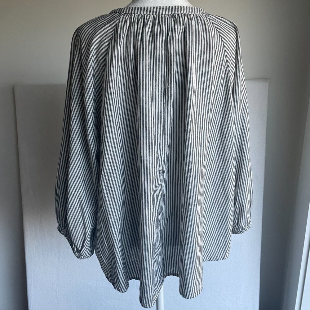 Linen Blouse with Tie and High-Low Hem Line, A New Day, Size XL, NWOT Lagenlook - Picture 4 of 6